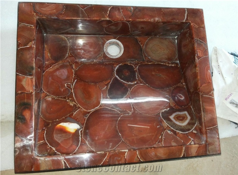 Red Agate Stone Semiprecious Stone Tiles & Slabs, Floor Covering Tiles