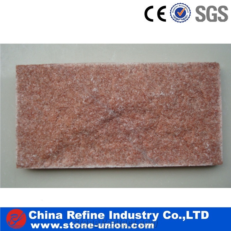 Pink Quartzite Mushroom Stone Tile , Exterior Wall Rock Tile,Split Face Pink Quartzite Mushroom Stone for Walling Cladding