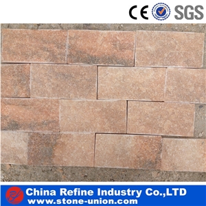 Pink Quartzite Mushroom Stone Tile , Exterior Wall Rock Tile,Split Face Pink Quartzite Mushroom Stone for Walling Cladding