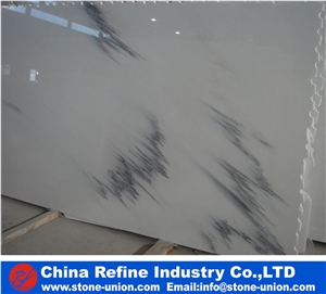White Marble with Green Veins, Green Flower Jade , White Marble Slabs for Exterior - Interior Wall and Floor Applications