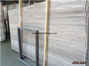 Chinese Crystal Wooden Grainy White Marble Honed Slabs & Tiles