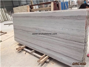 Chinese Crystal Wooden Grainy White Marble Slab & Tile Polished