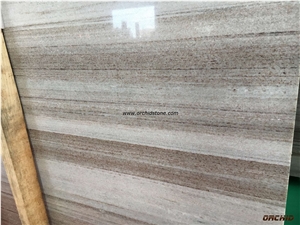 Chinese Crystal Wooden Grainy White Marble Slab & Tiles Polished