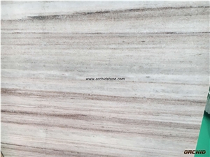 Chinese Crystal Wooden Grainy White Marble Slabs & Tile Polished