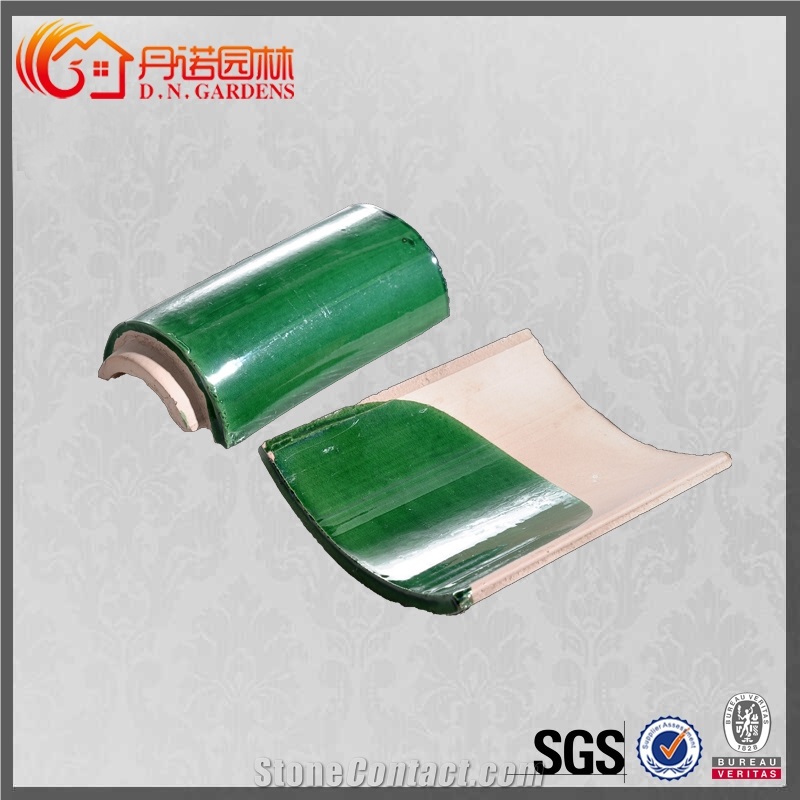 Green Color Chinese Type Glazed Roof Tiles for Garden Buildings