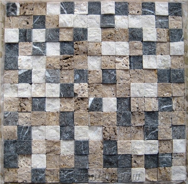 3d Travertine White Mosaic for Wall Mosaic