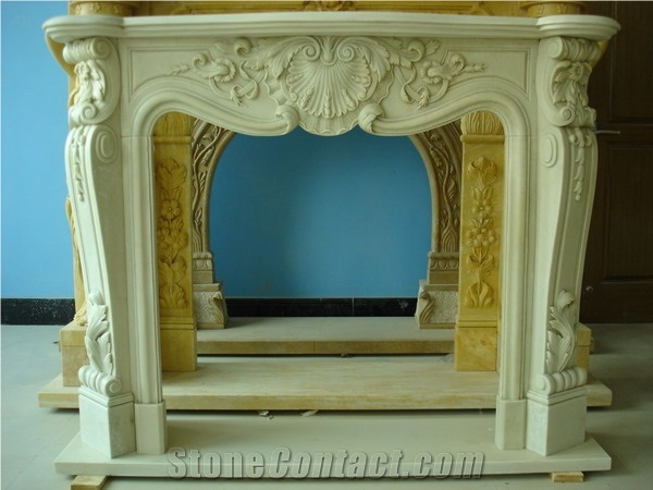 Beige French Style Fireplace-Rsc025 Marble