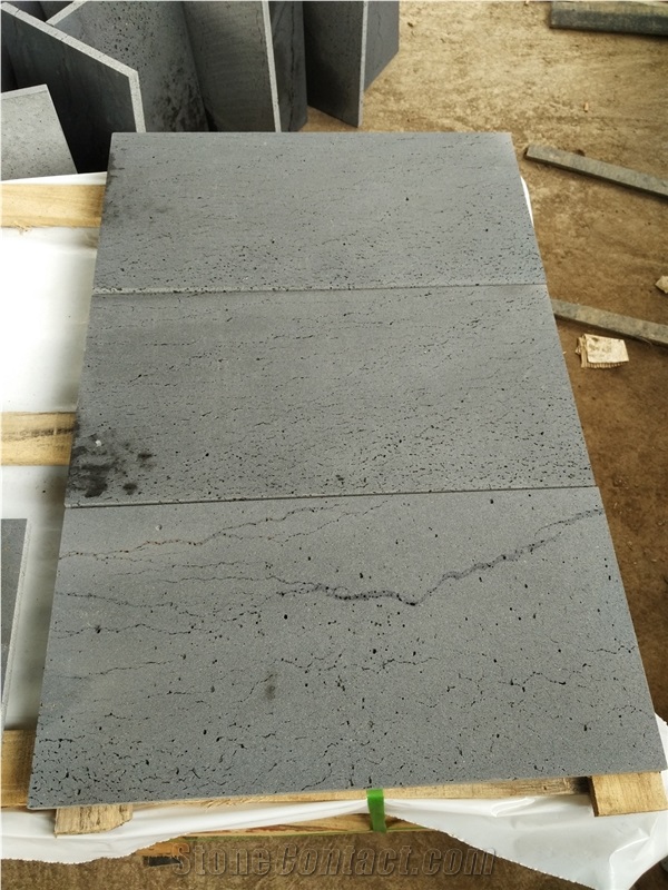 Black Basalt with Linear Veins China Black Basalt Tile & Slab