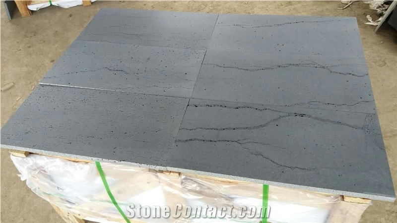 Black Basalt with Linear Veins China Black Basalt Tile & Slab