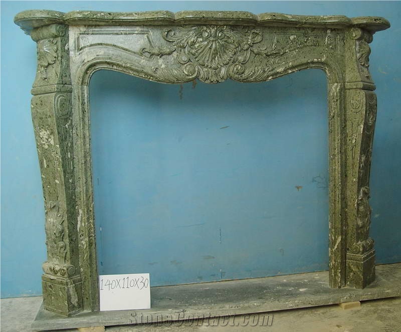 Brown French Style Marble Fireplace for Sale