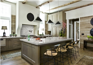 Calacatta White Quartz Stone Kitchen Countertop