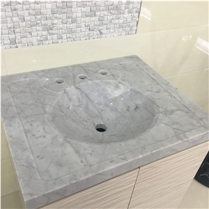 Carrara White Marble Grey Square Sink