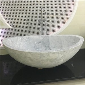 Carrara White Marble Round Sink