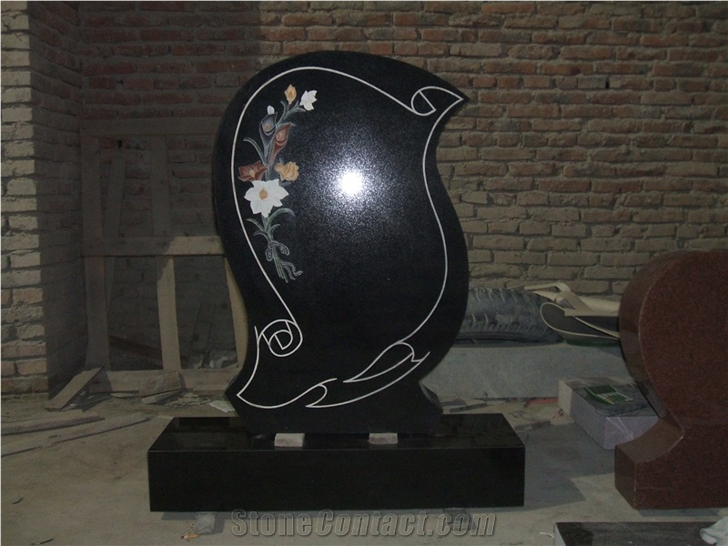 China Absolute Black Granite Headstone&Tombstone