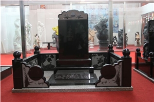 Chinese Style Black Granite Tombstone