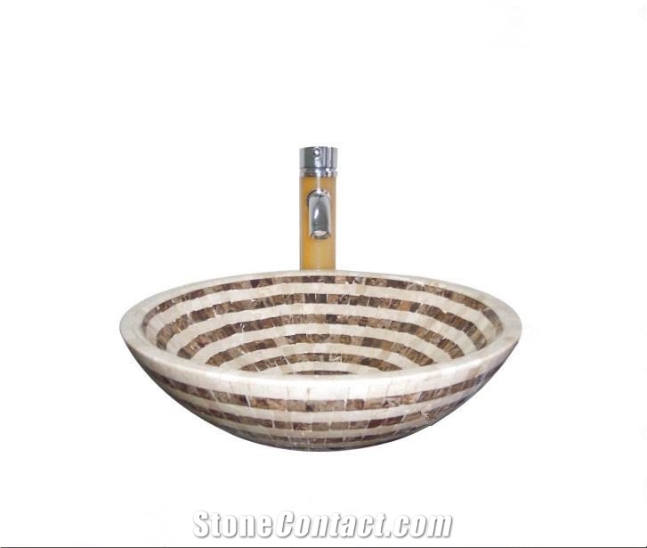 Crema Marfil Marble Beige Mosaic Sink