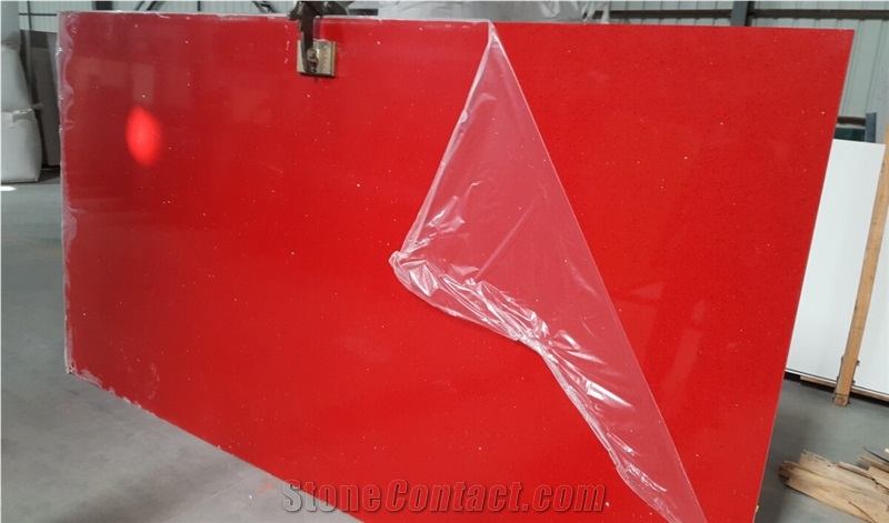 Crystal Red Quartz Stone Slabs for countertop