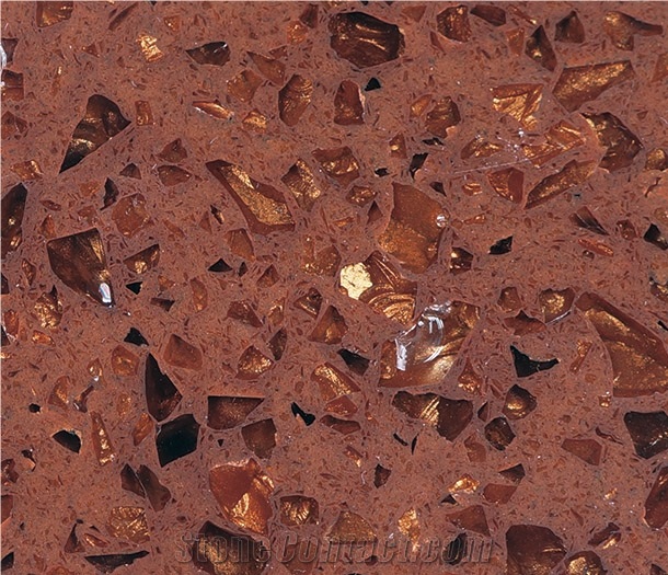 Crystal Shining Brown Quartz Stone Slabs & Tiles