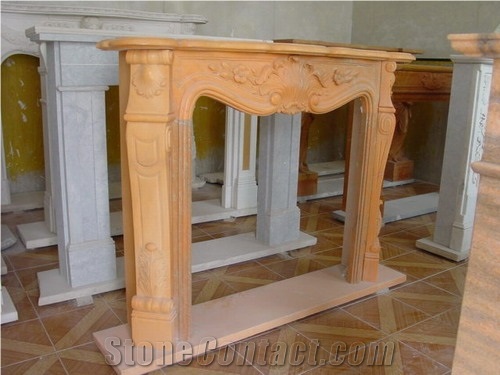 French Style Fireplace-Rsc005 Marble, Brown Marble Fireplace