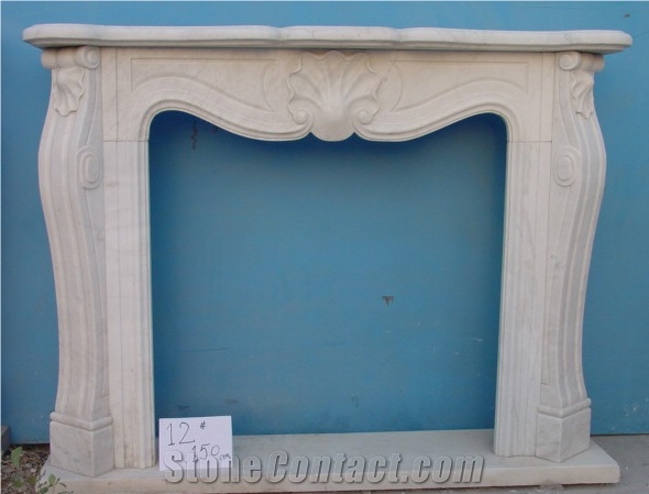 French Style White Marble Fireplace-Rsc042