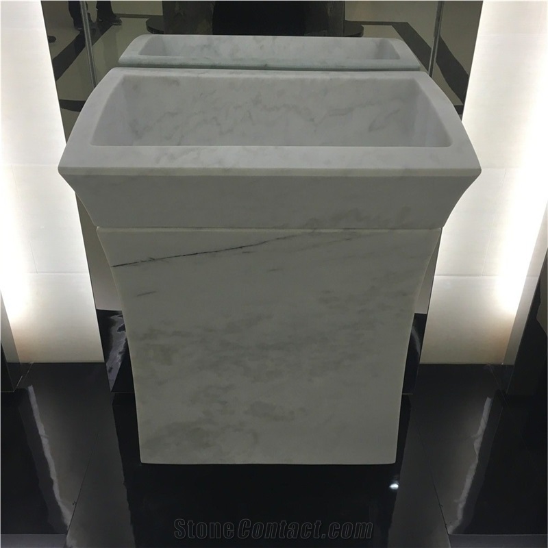 Guangxi White Marble Pedestal Sink