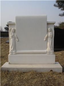 Hand Carved White Marble Angle Tombstone
