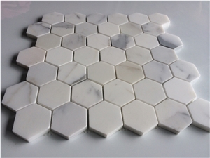 Hexagon Calacatta Gold Marble Mosaic Tiles