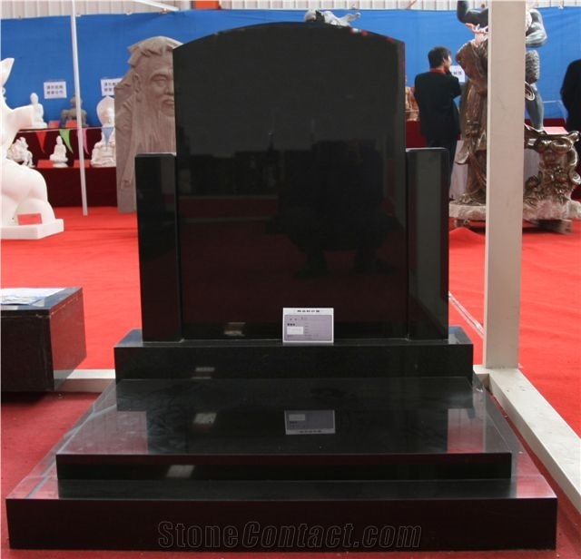 High Polished Absolute Black Granite Tombstone