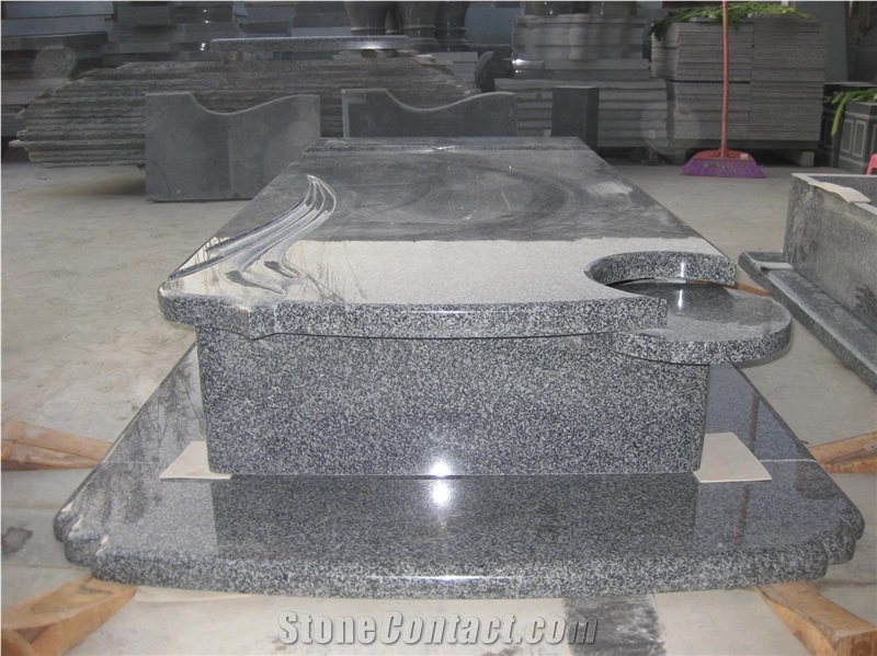 High Polished China Grey Granite Tombstone