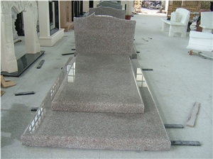 High Polished China Pink Granite Tombstone