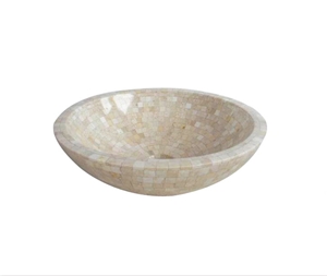 Light Emperador Marble Mosiac Wash Bowl/Sink