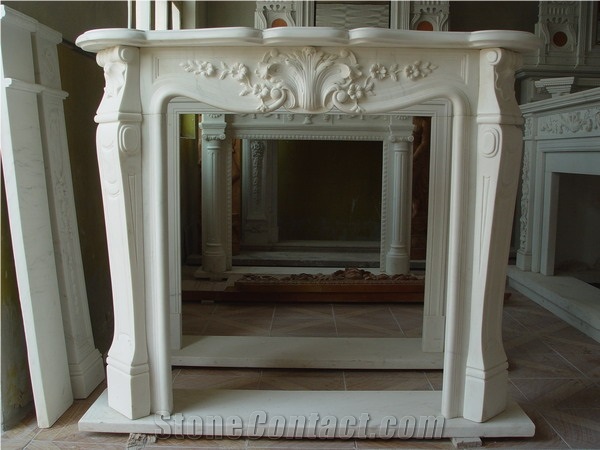 Natural Marble French Style Fireplace-Rsc036, White Marble Fireplace
