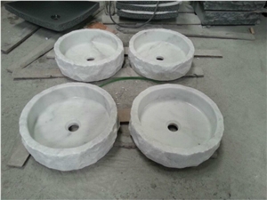 Natural Surface White Marble Round Sink Bianco Carrara C Wash Basins