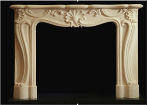 New French Style Fireplace-Rsc035 Marble, Beige Marble Fireplace