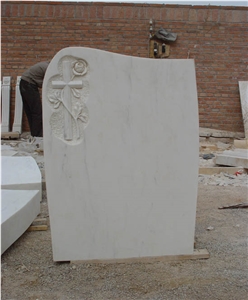 Newest Designed White Marble with Cross Tombstone /Headstone