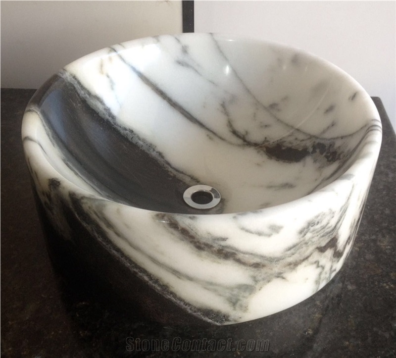 Round White Marble Kitchen Sink /Basin