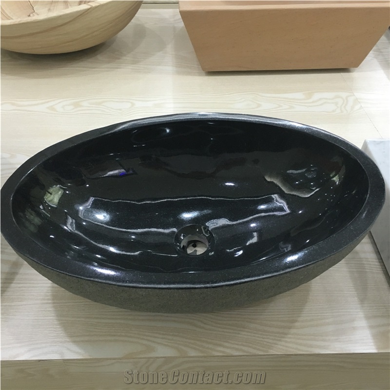 Shanxi Black Granite Oval Sink for Bathroom