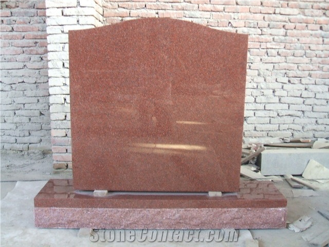 Simple Design Red Granite Tombstone