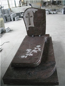 Western Style Hand Carved Cross Tombstone