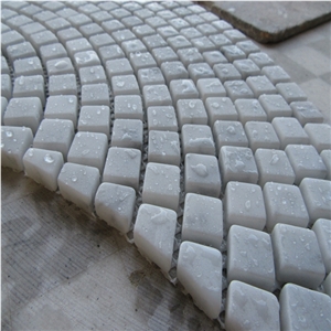 Beautiful White Italy Bianco Carrara Marble Tumble Mosaic Tiles for Floor, Natural Stone Brick Tumbled Mosaic, Waterproof Treatment Interior Indoor Use Decoration, High Quality Good Price