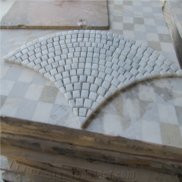 Beautiful White Italy Bianco Carrara Marble Tumble Mosaic Tiles for Floor, Natural Stone Brick Tumbled Mosaic, Waterproof Treatment Interior Indoor Use Decoration, High Quality Good Price