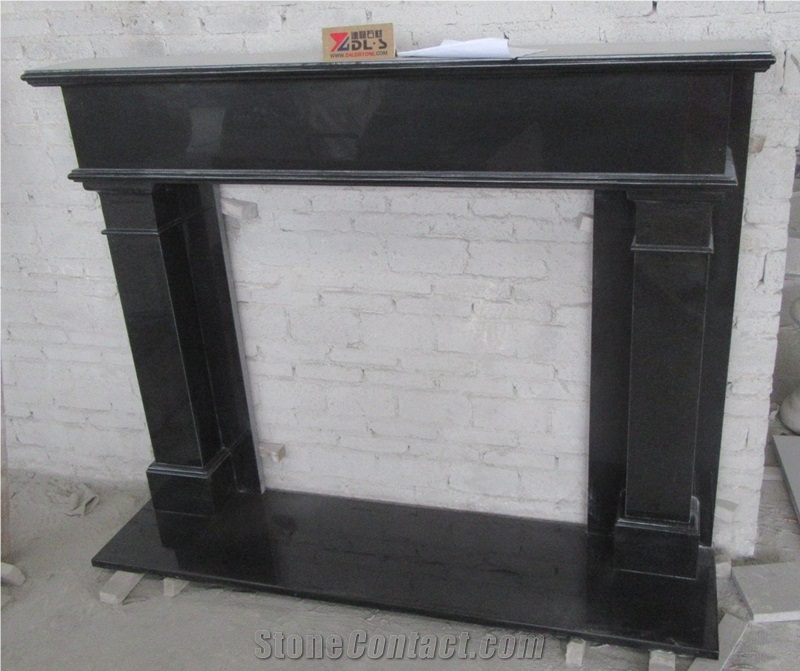 Big Discount Nero Assoluto Granite Indian Black Granite Fireplace Mantel
