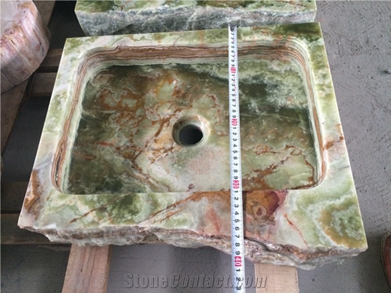 China Elegant Green Onyx Rectangle Wash Basin