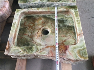 China Elegant Green Onyx Rectangle Wash Basin