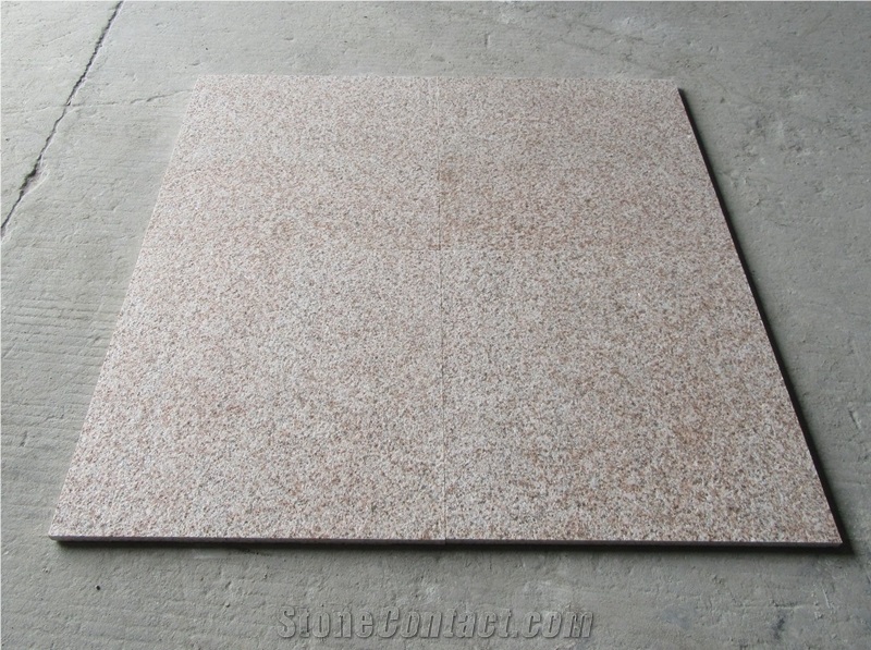 China Golden Yellow Granite G682 Flooring Tiles Flamed Surface, Rustic Yellow Granite Tiles & Slabs, Yellow Pink Rock Flooring Paving Tiles on Sale