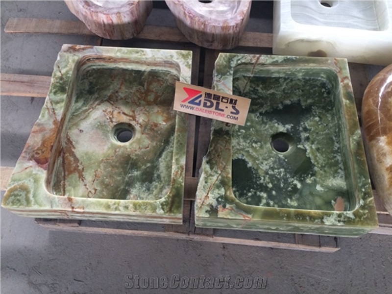 China Super Luxury Green Onyx Rectangle Basins /Sinks