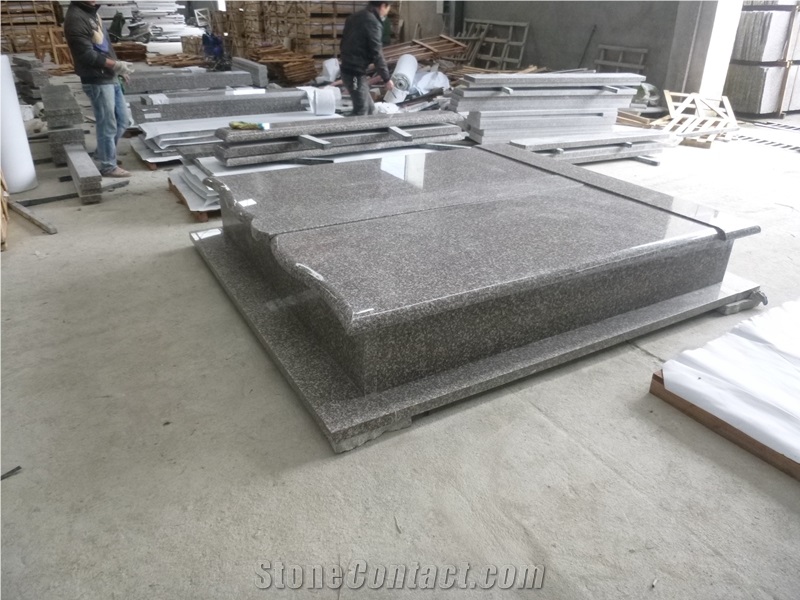 Chinese Granite G664 Double Tombstones Double Base for Sale