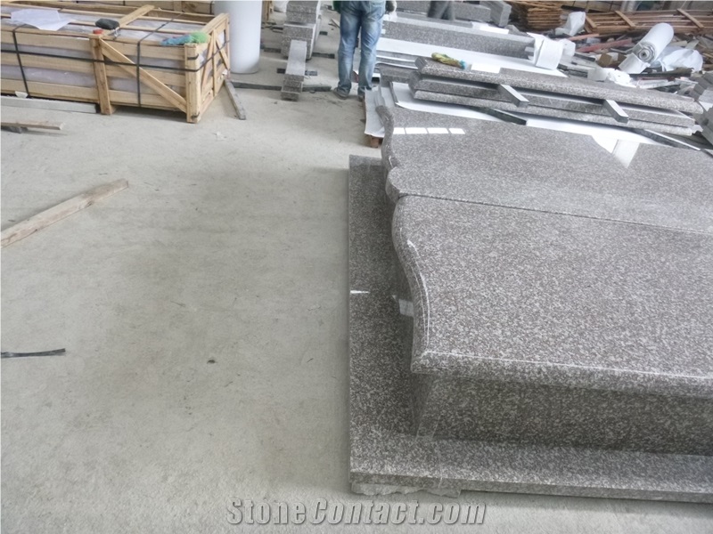 Chinese Granite G664 Double Tombstones Double Base for Sale