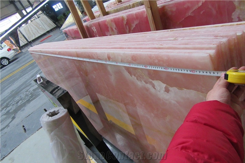 Chinese Pink Color Onyx Pink Onyx Slab Polished Finishing