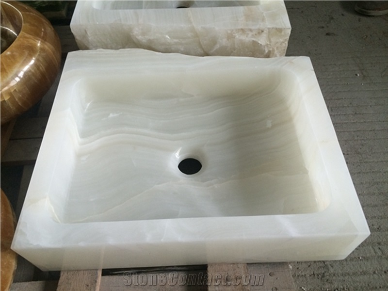 Natural Onyx Stone White Onyx Rectangle Basins /Sinks